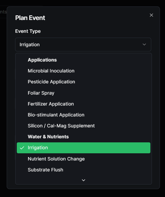 Event creation form showing all fields