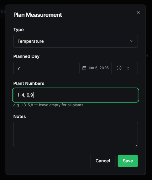 Measures calendar showing a Planned measurement card